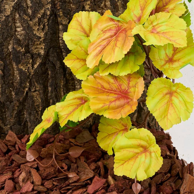 WOLEDOE Reptile Plants for Terrarium, Amphibian Habitat Decor Artificial Hanging Plants with Suction Cup - Fake Heuchera Micrantha Yellow - Image 4
